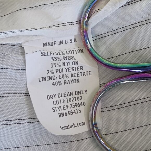 Trina Turk Blazer Womens 2 Gray Silver Paisley LS Cotton Wool Blend Party Boho - Picture 11 of 16